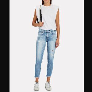 Moussy Vintage Glendele Distressed Skinny Midrise Jeans Raw Hem